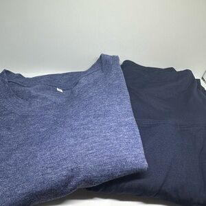 Blue T-shirt and Navy Leggings Clothing Set